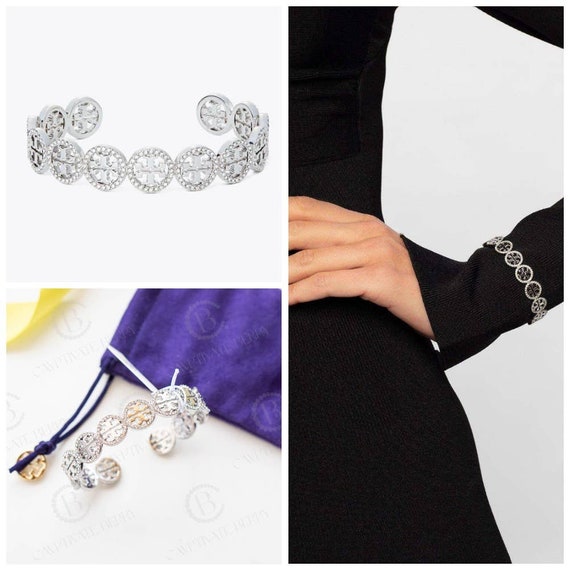 Buy Tory Burch Miller Pave Logo Crystal Cuff Bracelet Silver Online in India - Etsy Buy Tory Burch Miller Pave Logo Crystal Cuff Bracelet Silver Online in India - Etsy