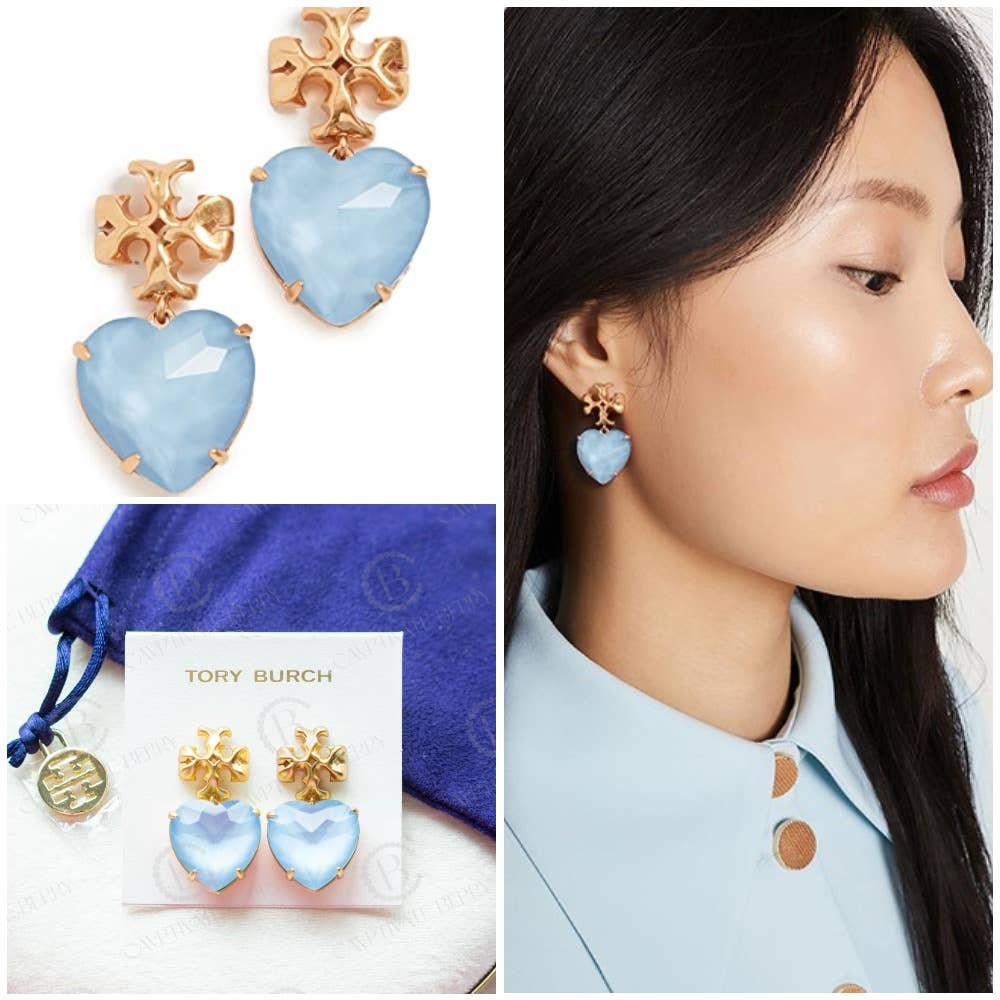 Tory Burch Roxanne Heart Earring Blue NWT Authentic Gifts - Etsy