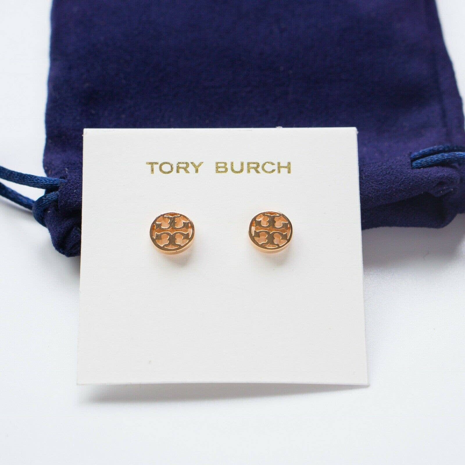 Tory Burch Circle Logo Studs Earrings in Rose Gold NWT - Etsy UK