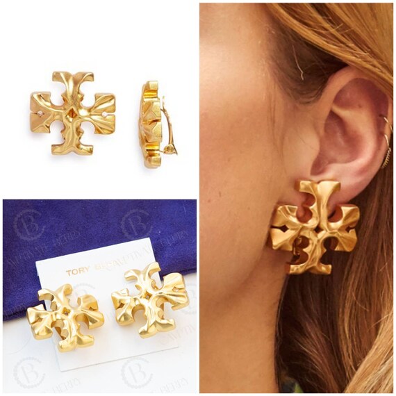 Tory Burch Roxanne Clip on Logo Earrings Statement NWT Gifts - Etsy  Singapore