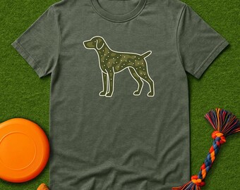 Maglietta con silhouette mimetica GSP, maglietta con cane da caccia tedesco a pelo corto, maglietta con cane da caccia, maglietta per papà GSP, regalo per amanti dei cani, maglietta da caccia