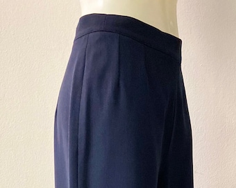 Womens Versatile Blue Dress Pants | Vintage 80s High Waist Trousers |  Size S/M