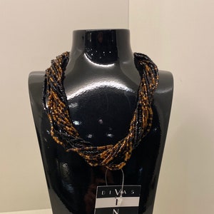 Vintage Black Beaded Rope Necklace for Women | Stylish Evening Statement Jewelry