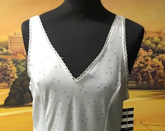 Ladies Lingerie | Women's Vintage Slips | Full Slip with Blue Print | Size S/M