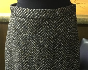 Women's Vintage, Gray Wool, Winter Midi Skirt | Heavy Wool Midi pencil Skirt - Size S/M