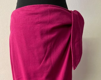 Pink midi skirt | wrap skirt | casual skirt | mid calf skirt | cotton skirt | size M
