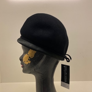 Exquisite Vintage 60&#39;s Black Wool Felt Equestrian Styled Hat | Ladies Beehive Hat | Made in Belgium | European Flair!