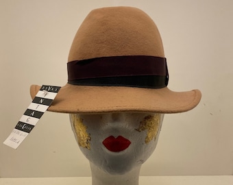Vintage Elegant Felted Wool Hat for Women | Vintage Fedora in Beige