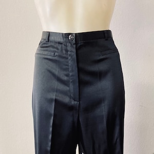Women's Vintage dress pants | Satin finish meets comfort with these black trousers - size M