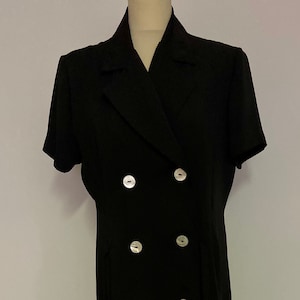 Women&#39;s Summer Black Double Breasted Coat Dress |  Effortless Elegance | Ideal For Any Occasion - Size 42