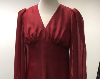 Vintage Brautjungfer Kleid | Elegantes Abendkleid | Hochzeitsgast Rotes Kleid | Größe 8
