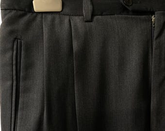 Men's Vintage black classic pleated wool trousers, |  Men's dress pants | Size 52