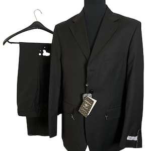 Men&#39;s Vintage suit by Reportage R.G.A. | Basic black wool suit, never worn | Size EU 50