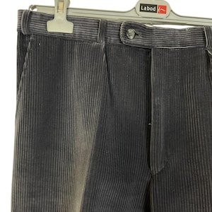 Pantalon décontracté vintage des années 80 pour homme | velours côtelé à plis gris | taille M/L
