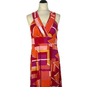 Sleeveless Women&#39;s Vintage Dress | Abstract Floral Prints  in Vibrant Colors |  Summer Ready | Size M/L