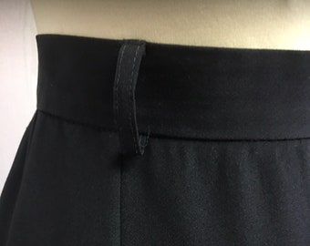 jupe vintage en laine mélangée noire par Becker | Jupe crayon midi taille haute | Taille UE 44