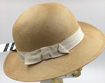 Sombrero de paja para mujer / sombrero de los años 70 / sombrero vintage para el sol / sombrero de verano de ala media