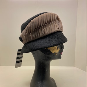 Vintage Black straw Pillbox Hat with Chiffon Trim | Retro 60s Ladies Hat for Movie Costume Looks