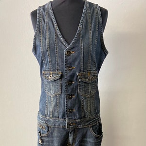 Vintage 90er Jahre Denim Overall für Damen | Stylischer Einteiler mit V-Ausschnitt | Grösse S/M