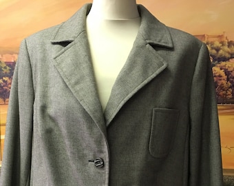 Womens blazer | Vintage 60s fitted wool blazer  | grey blazer | Size L