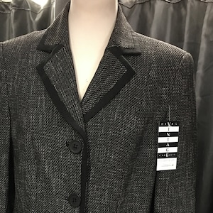 Ropa elegante para la oficina / Blazer clásico de los años 80, estilo Chanel / Chaqueta negra para mujer / Talla 8/10
