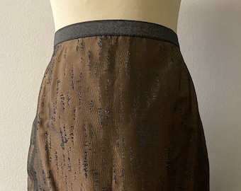 90er Vintage Bronze Bleistiftrock | Elegante Damenbekleidung für besondere Anlässe | Größe EU 40