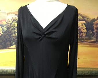 Classic Little Black Dress | Women's Vintage Elegant Jersey Knit Dinner Dress | Size EU 38/40