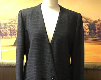 Traje de falda de lana gris vintage de los años 80 / Traje para el trabajo o la iglesia / Talla 13/14
