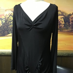Classic Little Black Dress | Women&#39;s Vintage Elegant Jersey Knit Dinner Dress | Size EU 38/40