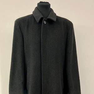 Cappotto invernale vintage da uomo di Mura / cappotto lungo grigio antracite in misto lana e cashmere / taglia EU 48