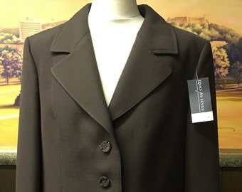 Giacca elegante e versatile in lana marrone vintage anni '70 / Abbigliamento da ufficio classico / Taglia EU 42