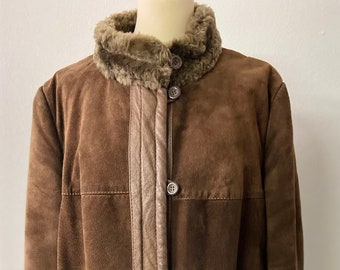 Abrigo de piel de oveja para mujer / Abrigo de invierno cálido / Abrigo de ante para mujer / Abrigo de mujer / Talla EU 42