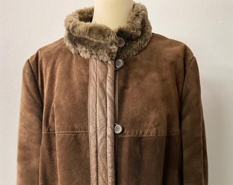 Women's shearling coat | Warm winter coat | suede coat women | women's car coat |  Size EU 42