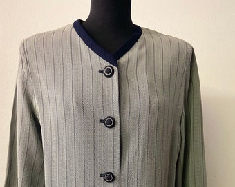 Womens jacket | 90's blazer  | minimalist blazer | long blazer | gray blazer | striped blazer | size M