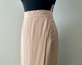 Women's Vintage Maxi Pencil Skirt in Peach hued Wool Blend fabric | EU 42