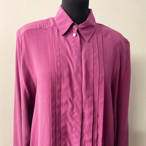 Ladies button up shirt, secretary shirt | Long button up cuffs | fuchsia pink, fancy shirt |  Size 40