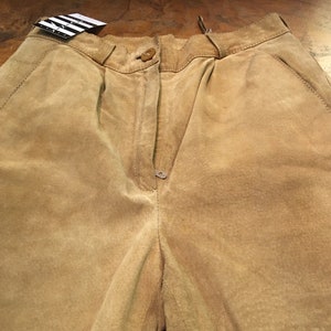 Womens Vintage Suede High Rise Trousers pleated front and Tapered Leg Size EU 36 image 2