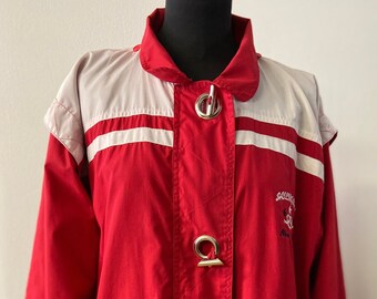 Vintage Women's Sailing Jacket - 90's Vintage Style in Bold Red with White Accents - Size L