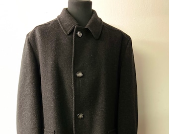Men's 90's Vintage Black Wool Blend 3/4 Coat | the Perfect