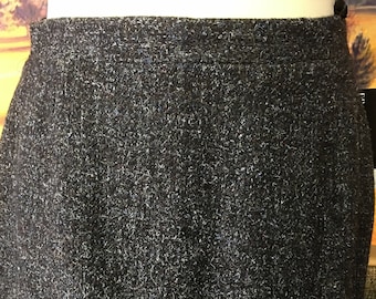 Women's 80's skirt | vintage pencil skirt | gray wool skirt with button up slit | Size EU 38