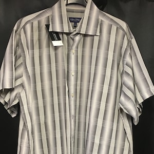Camisa de manga corta a cuadros vintage de los años 60 para hombre, talla XL