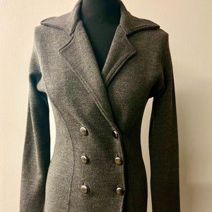 Vintage 90s Gray Wool knit Blazer  | soft wool sweater jacket | Size XS