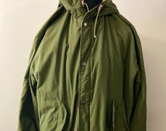 Vintage 1990's Mens Zip Up Windbreaker | Green Hooded Jacket | Size L