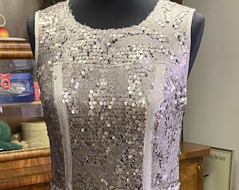 Women's  VTG 80's silver dress | Disco dress | Silver sequined lace dress by IN Wear  | Cocktail dress | Evening dress |  Size EU 36