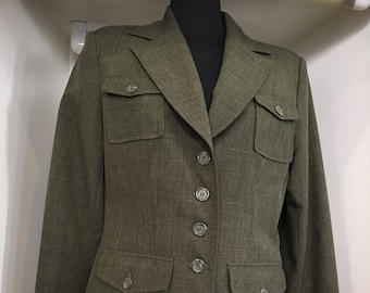 Chaqueta safari vintage de los años 90 para mujer, estilo militar, talla 40