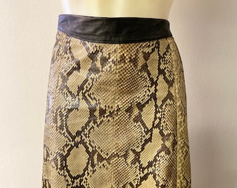 jupe vintage en peau de serpent véritable | Longueur du genou à la mode | Style décontracté | Taille 42
