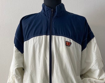 Giacca da corsa vintage da uomo Walter Wolf / Giacca sportiva bianca e blu anni '80 / Taglia XL