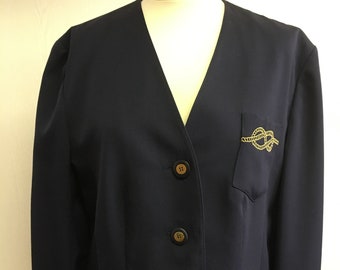 Ladies Navy Blazer Perfect for Summer | Vintage 1980s Style | Size 42!
