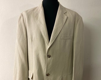 Blazer d'été pour homme | Design européen des années 90 par Biaggini (fr) | Veste en lin blanc cassé polyvalente | Taille UE 54