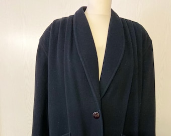 Abrigo de mujer / Chaqueta vintage años 80 de largo 3/4 / Chaqueta de lana negra / Abrigo invierno-otoño-primavera / Talla M/L